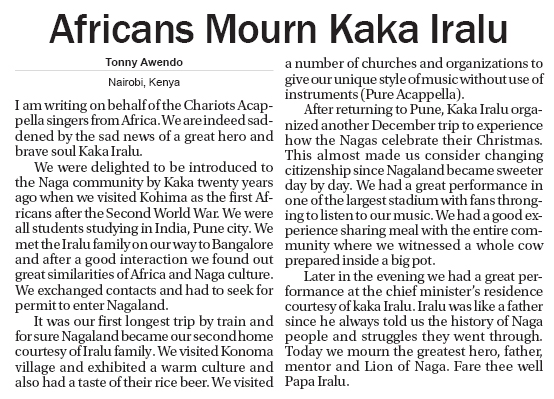 Africans Mourn Kaka Iralu