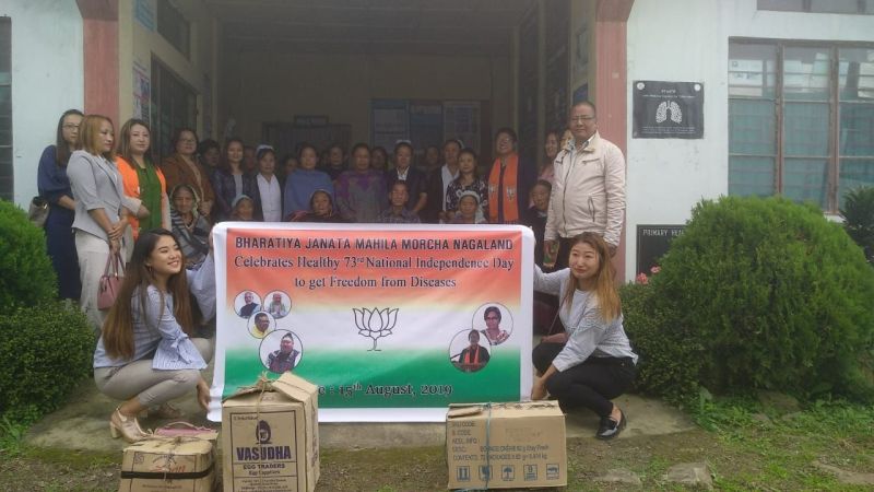 Nagaland State BJP Mahila Morcha led by its President, Nini Cheng and BJP Kohima district, President Seyiekhrielie Nagi visited Primary Health Centre, Jotsoma. The team met and provided food items to the patients. Then they headed to several army cantonments. (Photo Courtesy: BJP State Mahila Morcha)