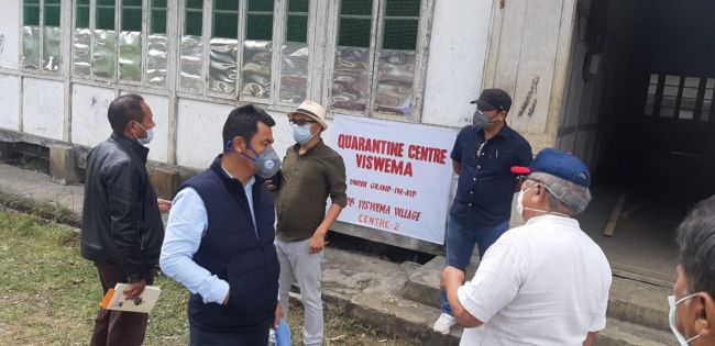 The Kohima COVID-19 Task Force led by TongpangOzukum, Minister in-charge and Dr Nicky Kire, Advisor in-charge, visited various primary health centres in Kohima district to inspect the undergoing works related to the community preparedness and response plan for COVID-19. The team, on April 15 visited PHC Kimipfuphe, PHC Jakhama and CHC Viswema where works for a 40 bedded Quarantine centre is currently being carried out. The quarantine centre is being funded from the 50% Grant in Aid given to all VDBs. The team also visited Urban Primary Health Centre, Seikhazou and finally concluded the inspection tour with a periodical review meeting of Kohima District Task Force.