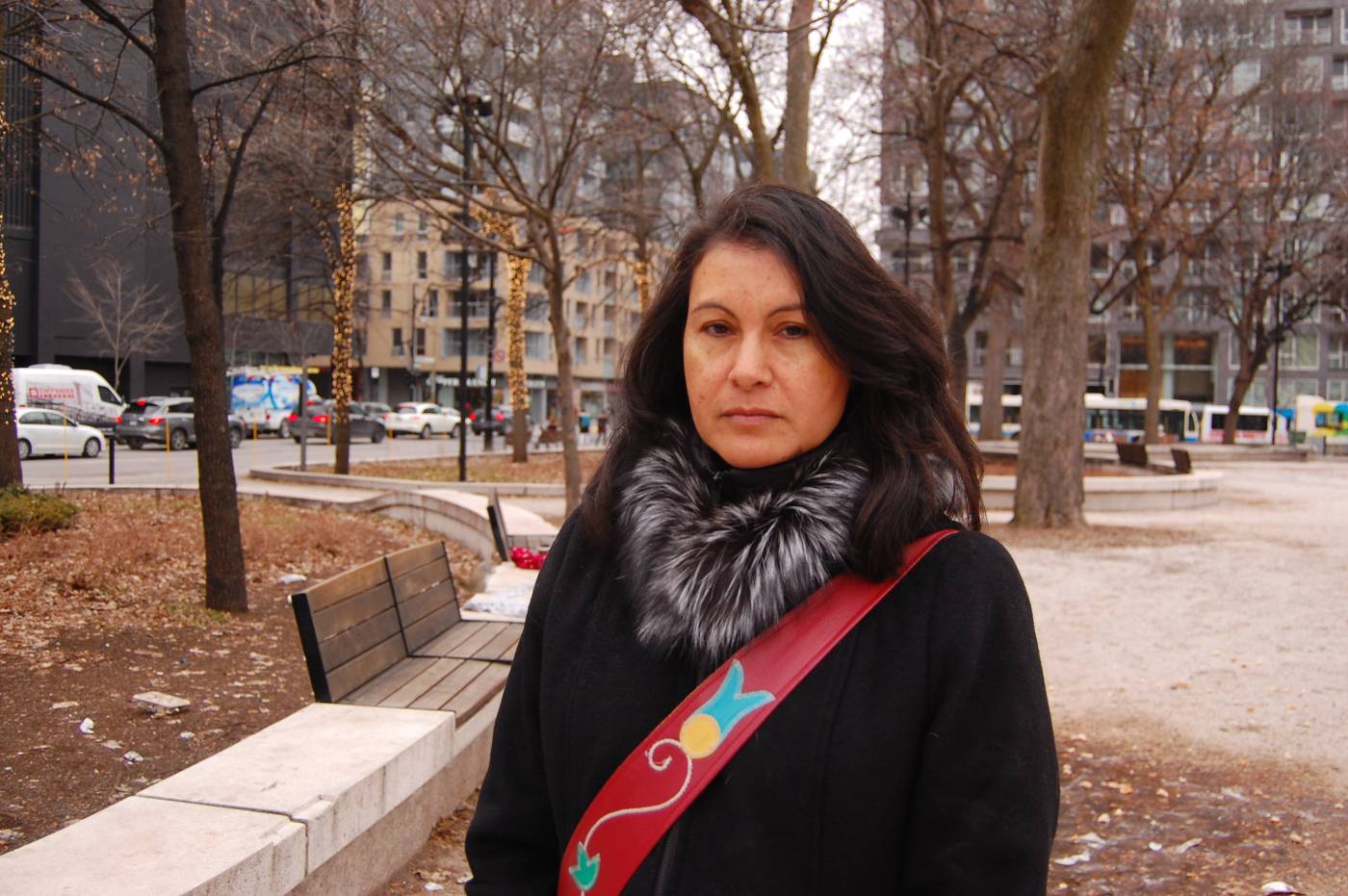 Portrait of indigenous activist Nakuset in Montreal, Canada, December 17, 2019. Thomson Reuters Foundation/Jillian Kestler-D’Amours