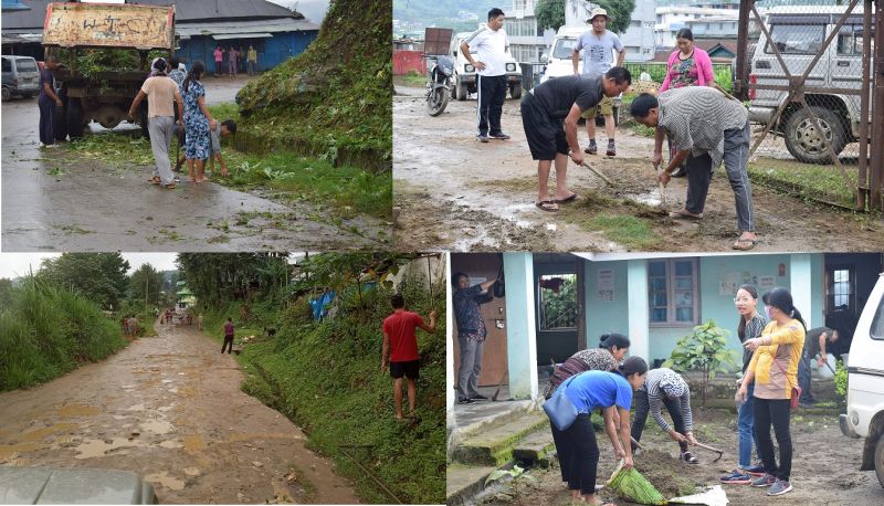 In view of the forthcoming Independence Day celebration a mass social work was conducted in Wokha town on August 9. The social work was conducted in all colonies, wards, government offices and private institutions and participated by all despite the bad weather. (DIPR Photo)